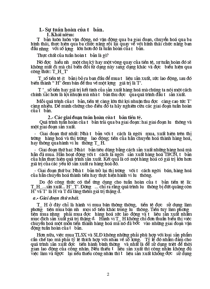 image for page Triết mác Quá trình tuần hoàn và chu chuyển tư Bản