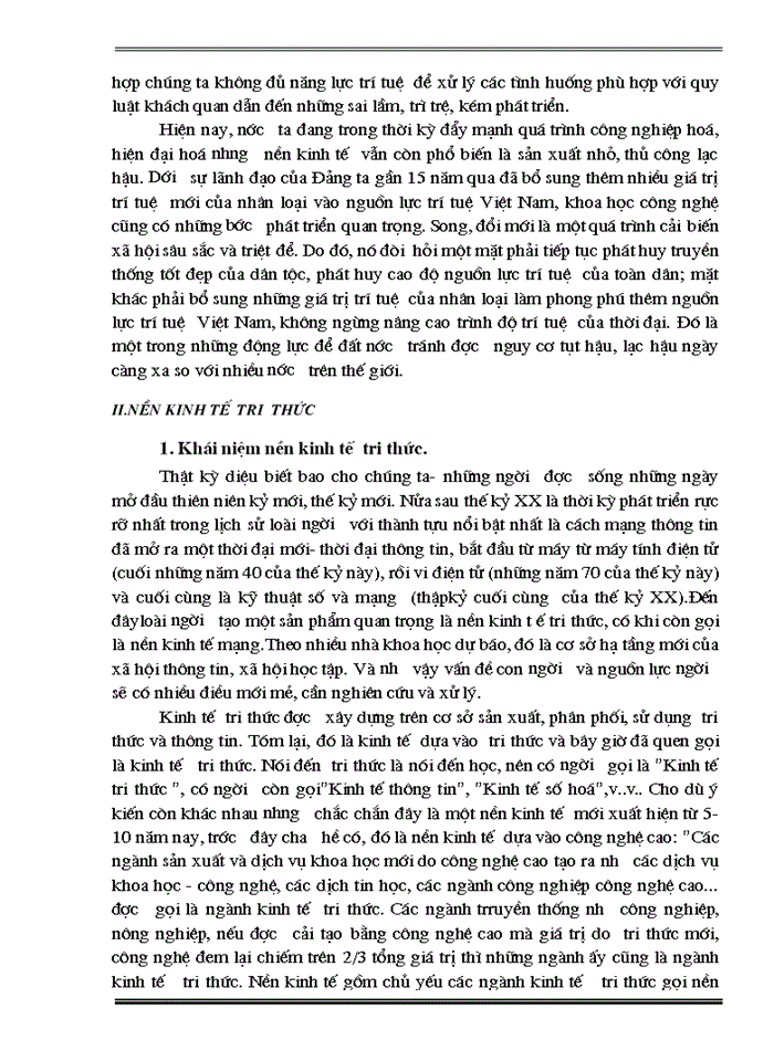 image for page Triết mác Sự tác động của con người Việt Nam vào nền kinh tế tri thức