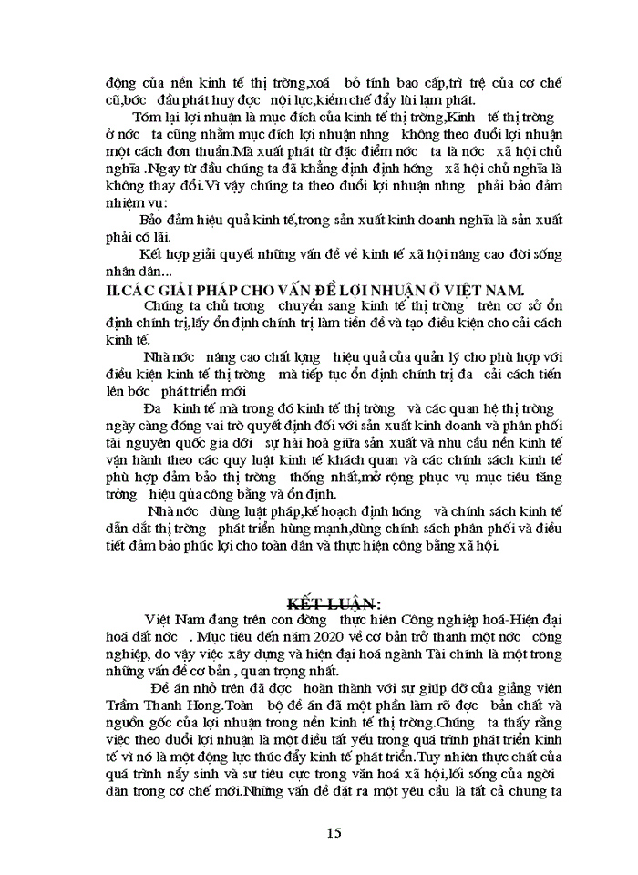 image for page Triết mác Vai trò của lợi nhuận trong nền Kinh tế Thị trường