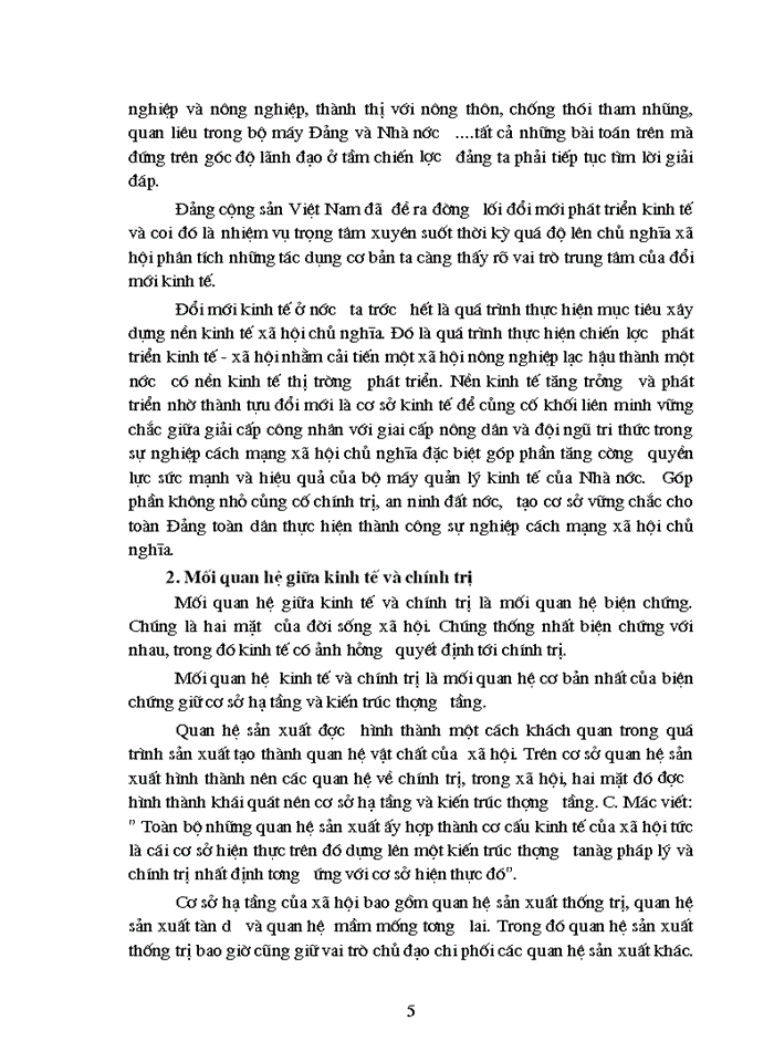 image for page Triết mác Mối quan hệ giữa kinh tế và chính trị trong công cuộc đổi mới ở nước ta hiện nay