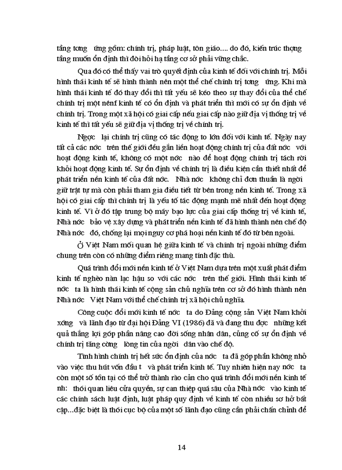 image for page Triết mác Mối quan hệ giữa kinh tế và chính trị trong công cuộc đổi mới ở nước ta hiện nay