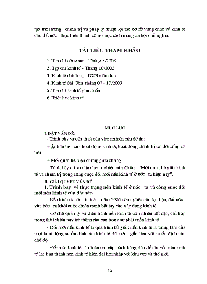 image for page Triết mác Mối quan hệ giữa kinh tế và chính trị trong công cuộc đổi mới ở nước ta hiện nay