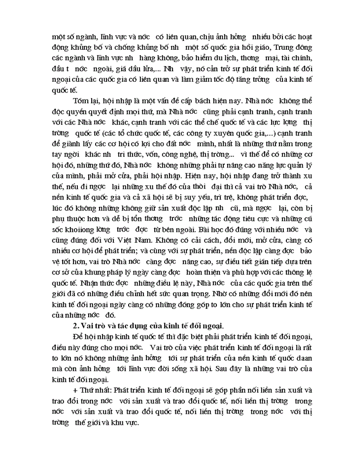 Triết mác Vai trò của kinh tế đối ngoại