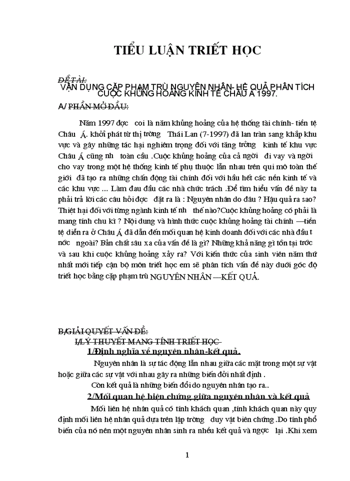image for page Triết mác Vận dụng cặp phạm trù nguyên nhân - kết quả để phân tích cuộc khủng hoảng kinh tế châu Á 1997