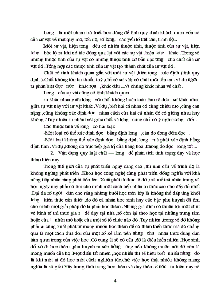 image for page Triết mác Dùng cặp phạm trù nội dung - hình thức và quy luật chất - lượng để phân tích tình trạng dạy thêm và học thêm
