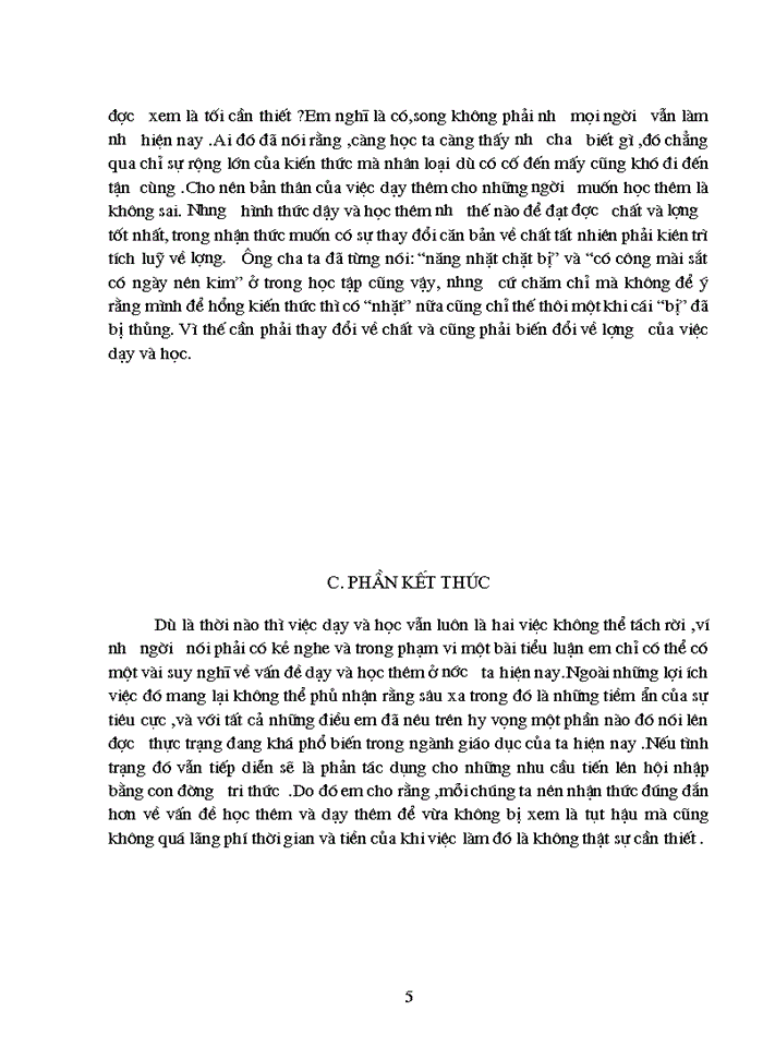 image for page Triết mác Dùng cặp phạm trù nội dung - hình thức và quy luật chất - lượng để phân tích tình trạng dạy thêm và học thêm