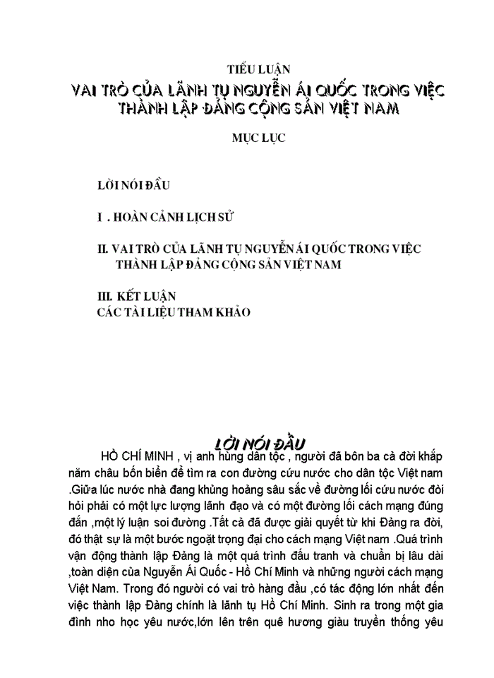 Đường lối Đảng Vai trò của lãnh tụ Nguyễn Ái Quốc trong việc thành lập Đảng cộng sản Việt Nam