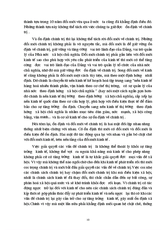 image for page Triết mác Mối quan hệ giữa kinh tế và chính trị trong công cuộc đổi mới ở Việt Nam trên quan điểm toàn diện