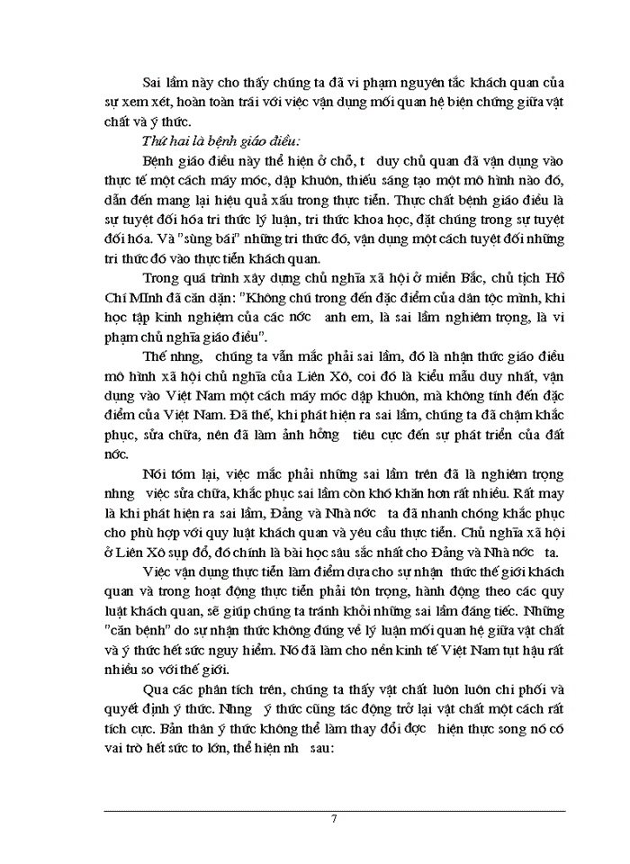 image for page Triết mác Mối quan hệ giữa vật chất và ý thức vận dụng vào hoạt động thực tiễn trong sự nghiệp Xây dựng Xã hội Chủ nghĩa ở Việt Nam