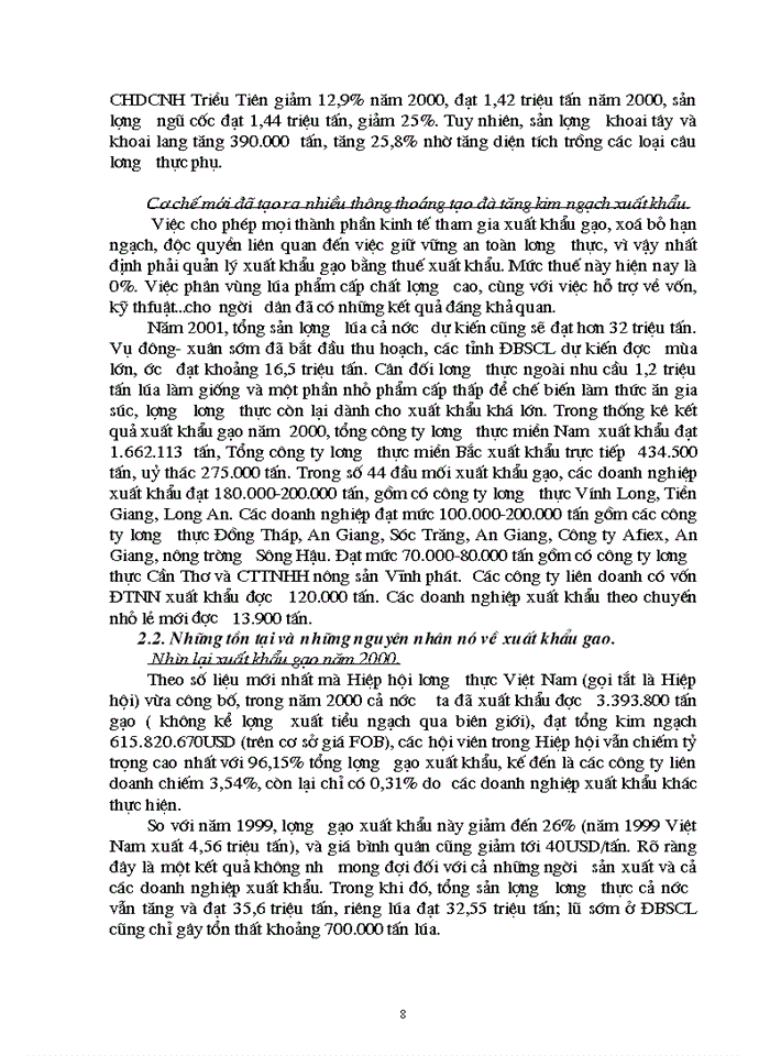 image for page Thực trạng và Một số Giải pháp nhằm góp phần tăng kim ngạch Xuất khẩu gạo trong năm 2001 và 1 vài năm tới