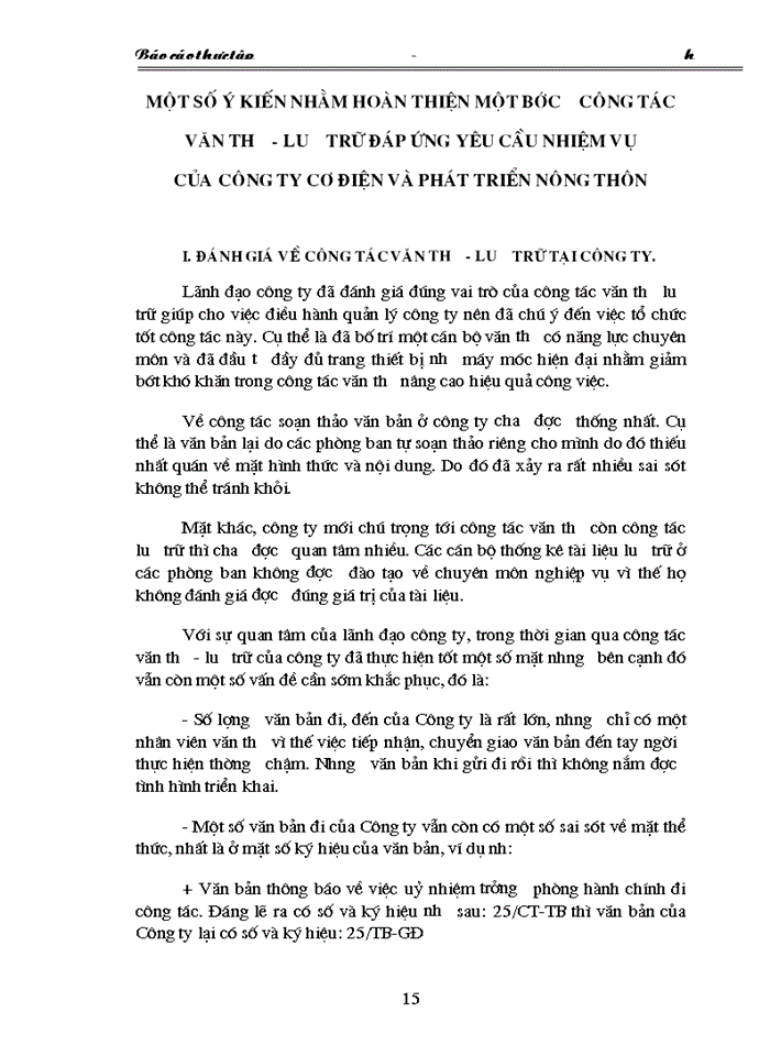 image for page Thực trạng công tác văn thư - lưu trữ tại Công ty cơ Điện và Phát triển Nông thôn