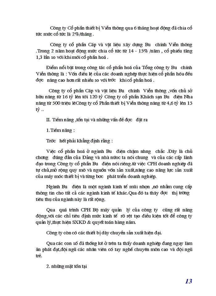 image for page Quá trình thực hiện Cổ phần hóa Doanh nghiệp ở Việt Nam và Thực trạng Cổ phần hóa ở Ngành Bưu Điện chậm nhưng chắc