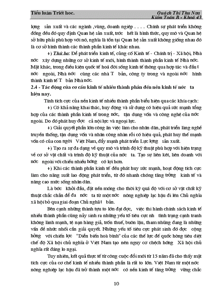 image for page Triết mác Quy luật Quan hệ Sản xuất phù hợp với tính chát và trình độ phát triển của Lực lượng Sản xuất Phân tích quá trình phát triển kinh tế nhiều thành phần của nước ta