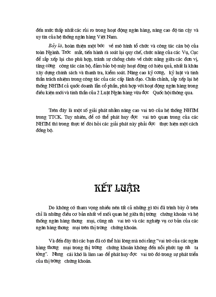image for page Thị trường Chứng khoán và vai trò của hệ thống Ngân hàng Thương mại trong thị trường Chứng khoán