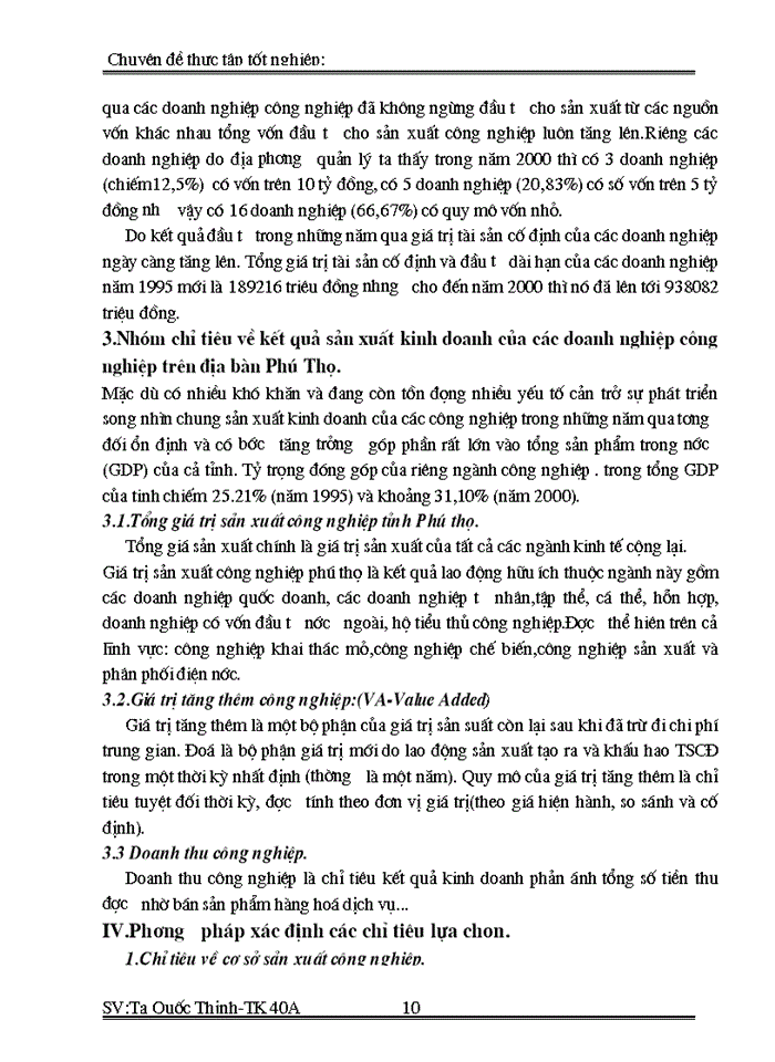 image for page Vận dụng phưương pháp dãy số thời gian phân tích phát triển Công nghiệp Phú Thọ từ 1995 - 2000 và dự báo phát triển Công nghiệp đến 2002