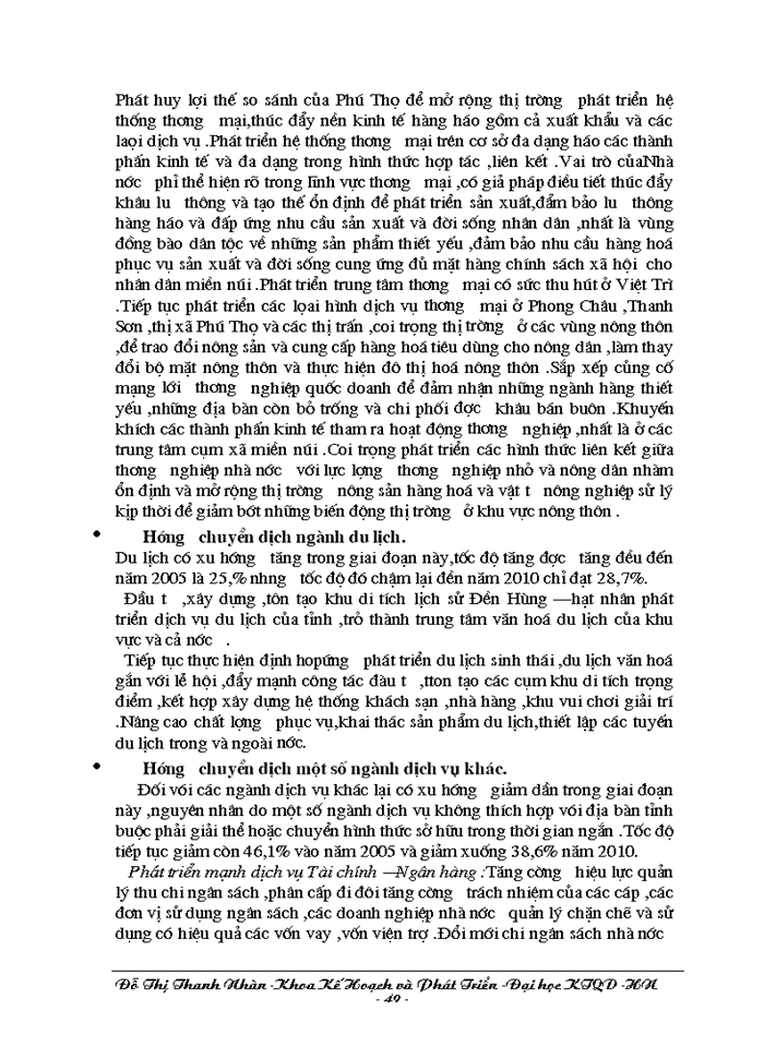 image for page Phương hướng chuyển dịch cơ cấu ngành kinh tế trong quá trính Công nghiệp hóa - Hiện đại hóa ở tỉnh Phú Thọ trong giai đoạn từ nay đền năm 2010