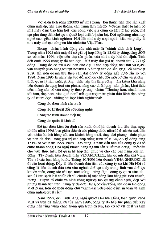 image for page Khảo sát công tác Bảo Hộ Lao Động tại Công ty cơ khí Hà Nội