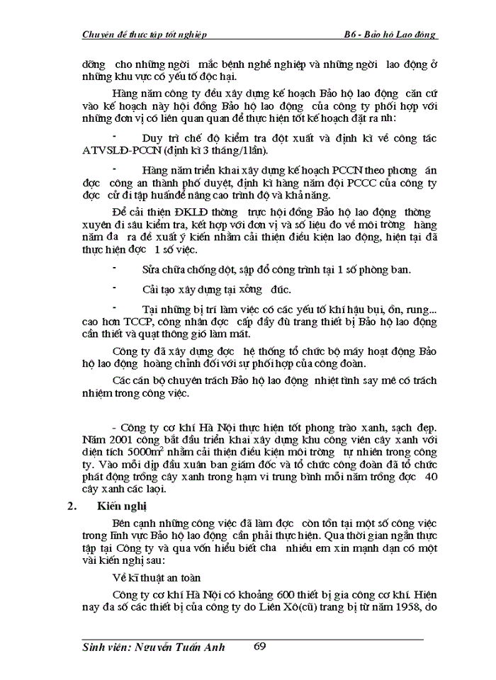 image for page Khảo sát công tác Bảo Hộ Lao Động tại Công ty cơ khí Hà Nội