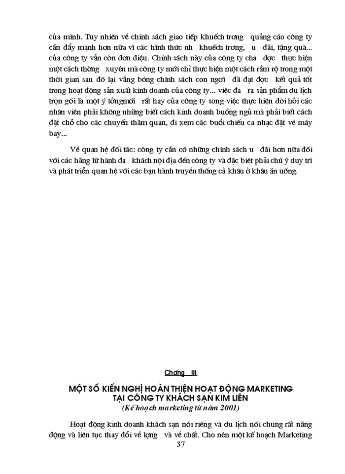 image for page Vận dụng Marketing - Mix trong hoạt động Kinh doanh của Công ty khách sạn du lịch Kim liên - Thực trạng và Một số kiến nghị