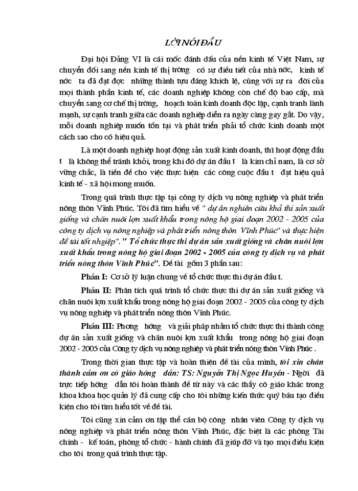 image for page Tổ chức thực thi dự án sản xuất giống và chăn nuôi lợn Xuất khẩu trong nông hộ giai đoạn 2002 - 2005 của Công ty dịch vụ và Phát triển Nông thôn Vĩnh Phúc
