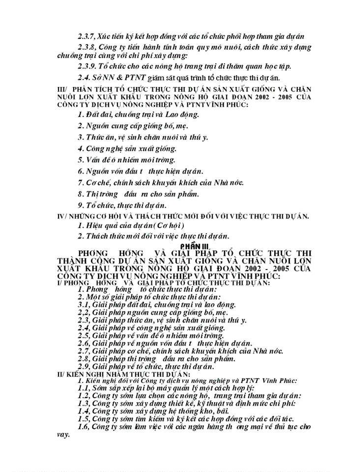 image for page Tổ chức thực thi dự án sản xuất giống và chăn nuôi lợn Xuất khẩu trong nông hộ giai đoạn 2002 - 2005 của Công ty dịch vụ và Phát triển Nông thôn Vĩnh Phúc