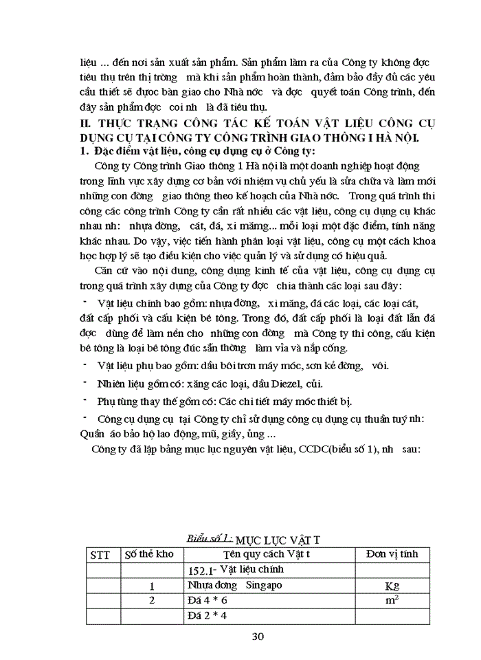 image for page Tổ chức công tác Kế toán Nguyên vật liệu Công cụ dụng cụ ở Công ty công trình giao thông 1 HN