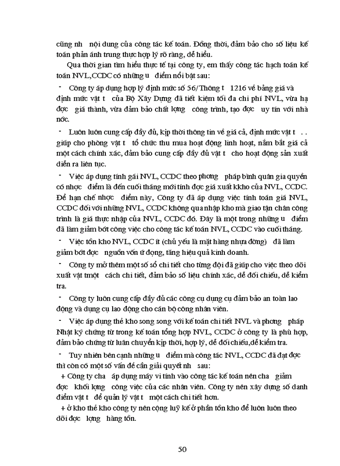 image for page Tổ chức công tác Kế toán Nguyên vật liệu Công cụ dụng cụ ở Công ty công trình giao thông 1 HN