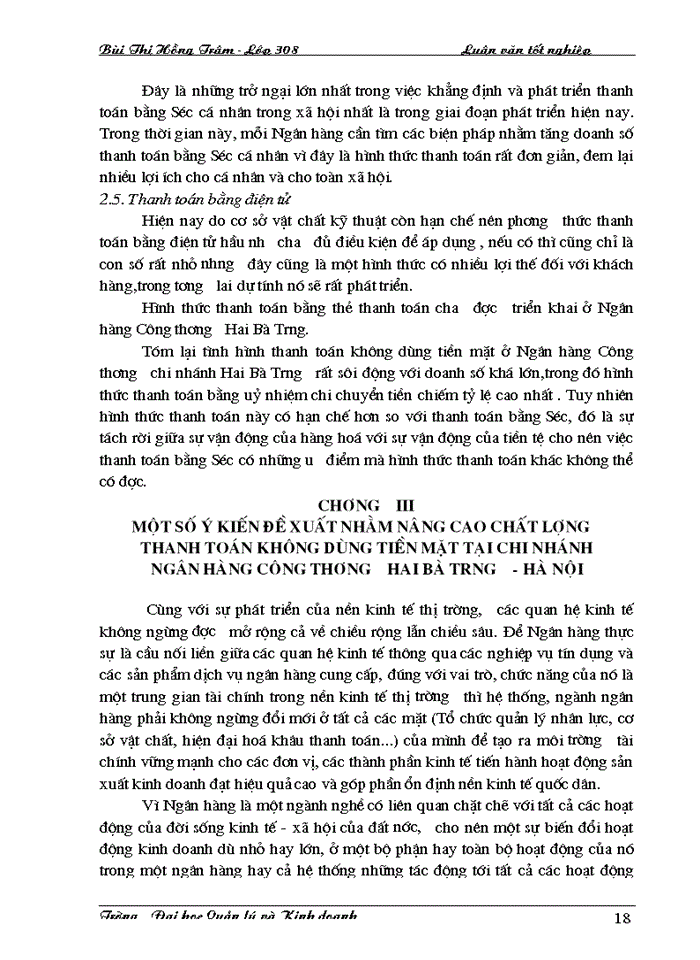 image for page Thực trạng thanh toán không dùng tiền mặt tại Ngân hàng công thương chi nhánh Hai Bà Trưng-Hà Nội