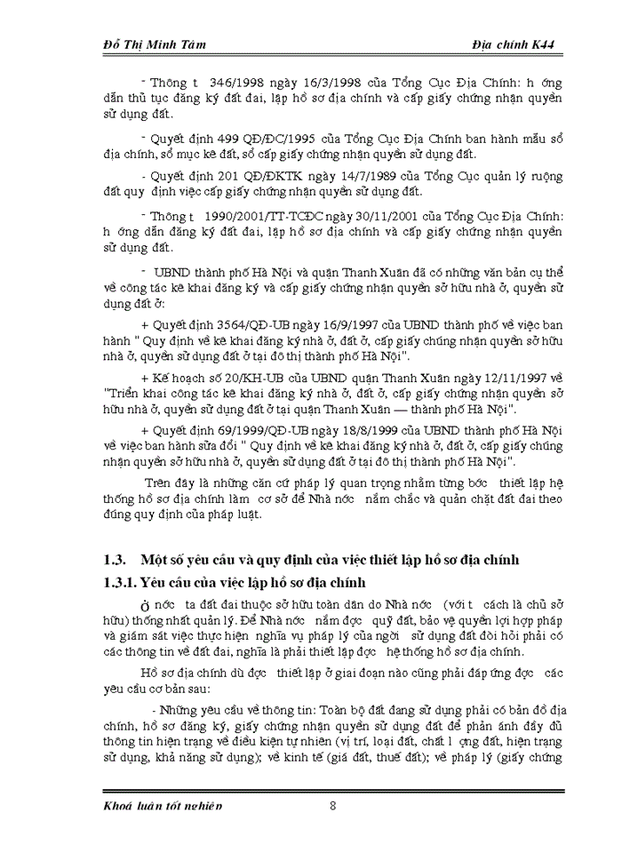 image for page Đánh giá tình hình kê khai đăng ký đất đai và quản lý hệ thống hồ sơ địa chính trên địa bàn phưêng Nhân Chính - quận Thanh Xuân - Hà Nội