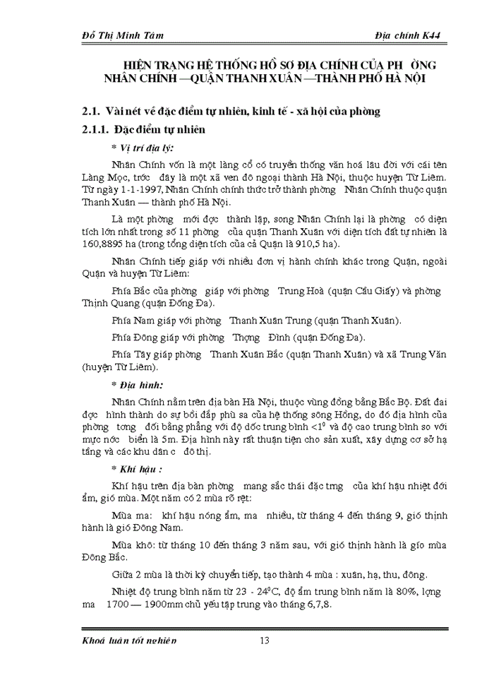 image for page Đánh giá tình hình kê khai đăng ký đất đai và quản lý hệ thống hồ sơ địa chính trên địa bàn phưêng Nhân Chính - quận Thanh Xuân - Hà Nội
