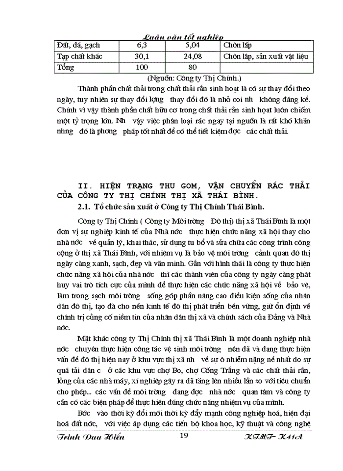 image for page Bước đầu nghiên cứu mô hình thu gom vận chuyển và quản lý chất thải rắn sinh hoạt của Công ty Thị Chính thị xã Thái Bình