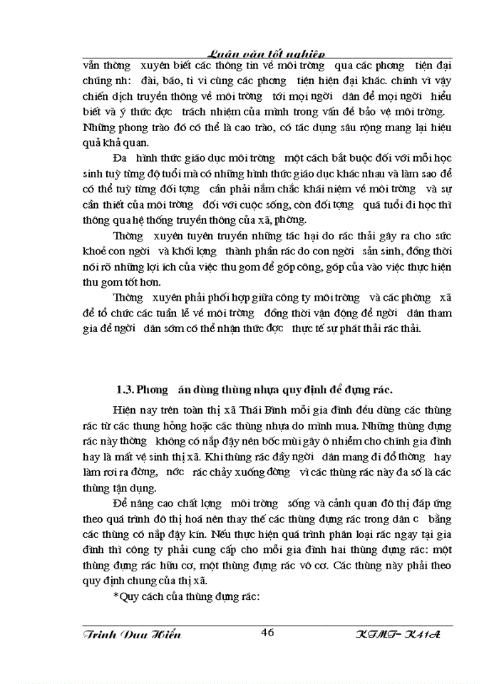 image for page Bước đầu nghiên cứu mô hình thu gom vận chuyển và quản lý chất thải rắn sinh hoạt của Công ty Thị Chính thị xã Thái Bình