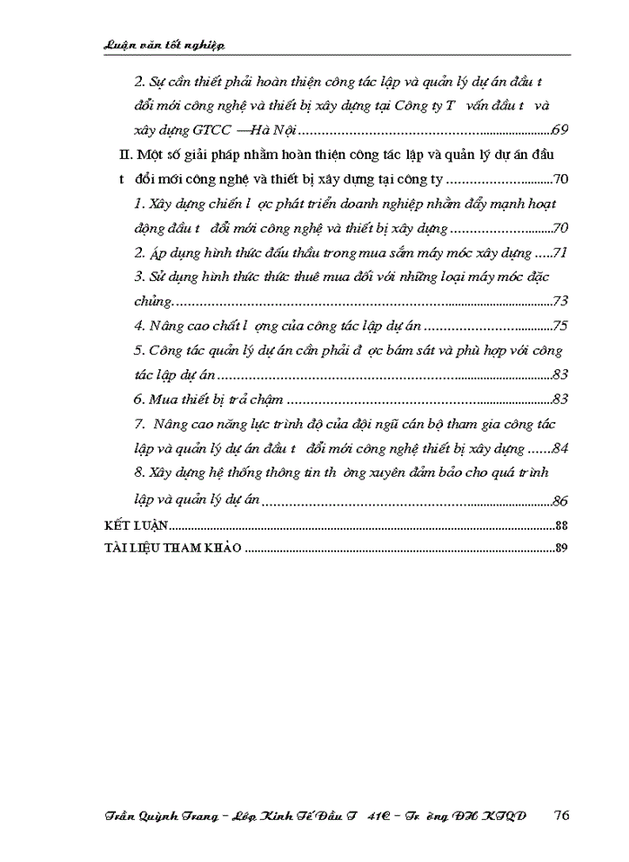 image for page Thực trạng công tác lập và quản lý dự án đầu tư đổi mới công nghệ và thiết bị Xây dựng tại Công ty Tư vấn Đầu tư Xây dựng GIAO THôNG CôNG CHíNH Hà Nội