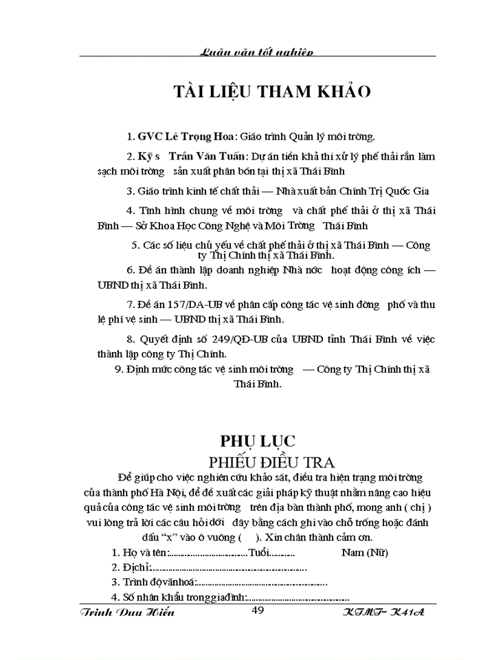 image for page Bước đầu nghiên cứu mô hình thu gom vận chuyển và quản lý chất thải rắn sinh hoạt của Công ty Thị Chính thị xã Thái Bình