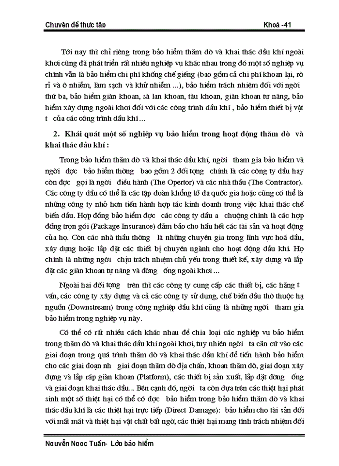 image for page Hoạt động tái Bảo hiểm thăm dò và khai thác Dầu khí tại Công ty trong giai đoạn 1998 - 2002
