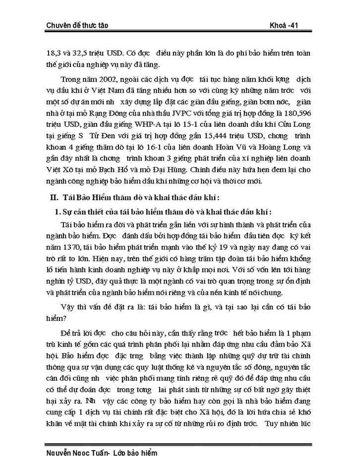 image for page Hoạt động tái Bảo hiểm thăm dò và khai thác Dầu khí tại Công ty trong giai đoạn 1998 - 2002