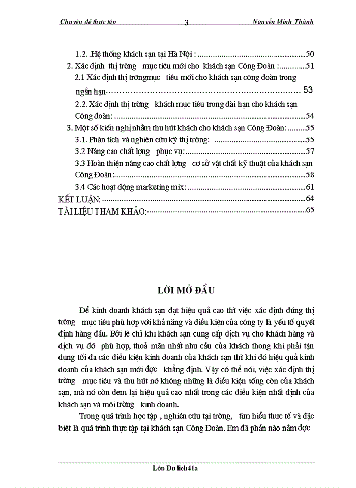 image for page Xác định thị trường mục tiêu và Một số kiến nghị đối với hoạt động thu hút khách của khách sạn Công Đoàn