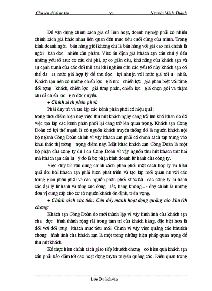 image for page Xác định thị trường mục tiêu và Một số kiến nghị đối với hoạt động thu hút khách của khách sạn Công Đoàn