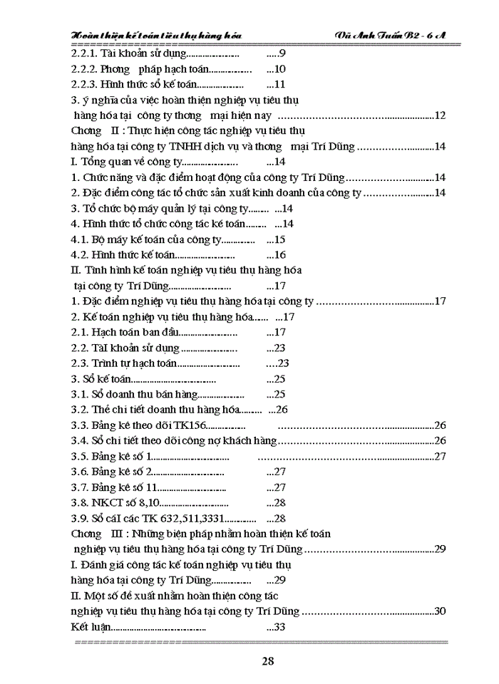 image for page Hoàn thiện Kế toán tiêu thụ hàng hóa trong Công ty Trách nhiệm Hữu hạn dịch vụ và Thương mại Trí Dũng