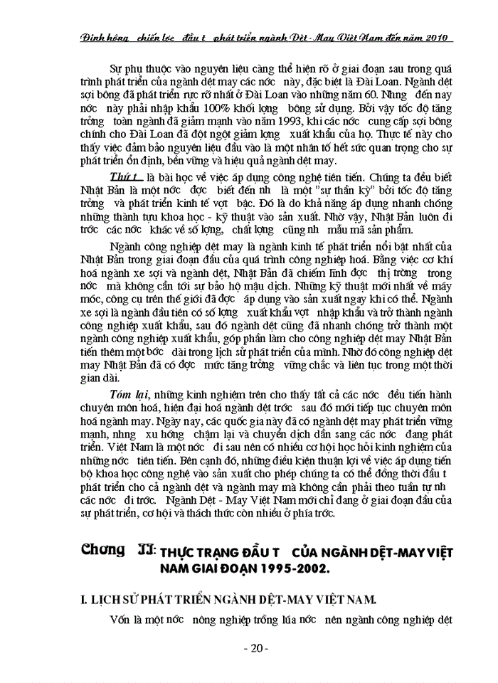 image for page Định hướng chiến lược đầu tư phát triển ngành Dệt - May Việt Nam đến năm 2010