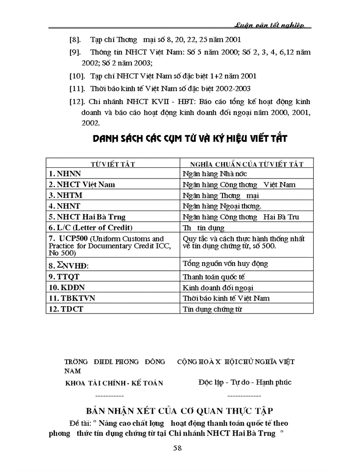 image for page Nâng cao chất lượng hoạt động thanh toán quốc tế theo phương thức tín dụng chứng từ tại Chi nhánh Ngân hàng Công thương Hai Bà Trưng