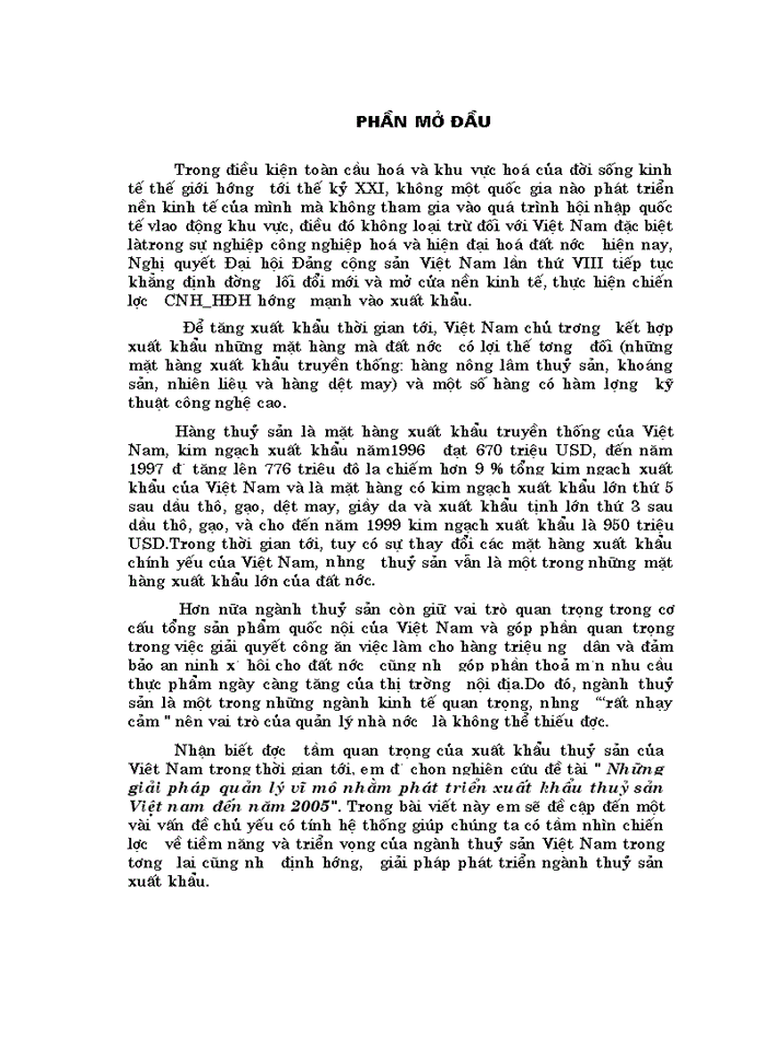 image for page Những Giải pháp quản lý vĩ mô nhằm phát triển Xuất khẩu thuỷ sản Việt Nam đến năm 2005