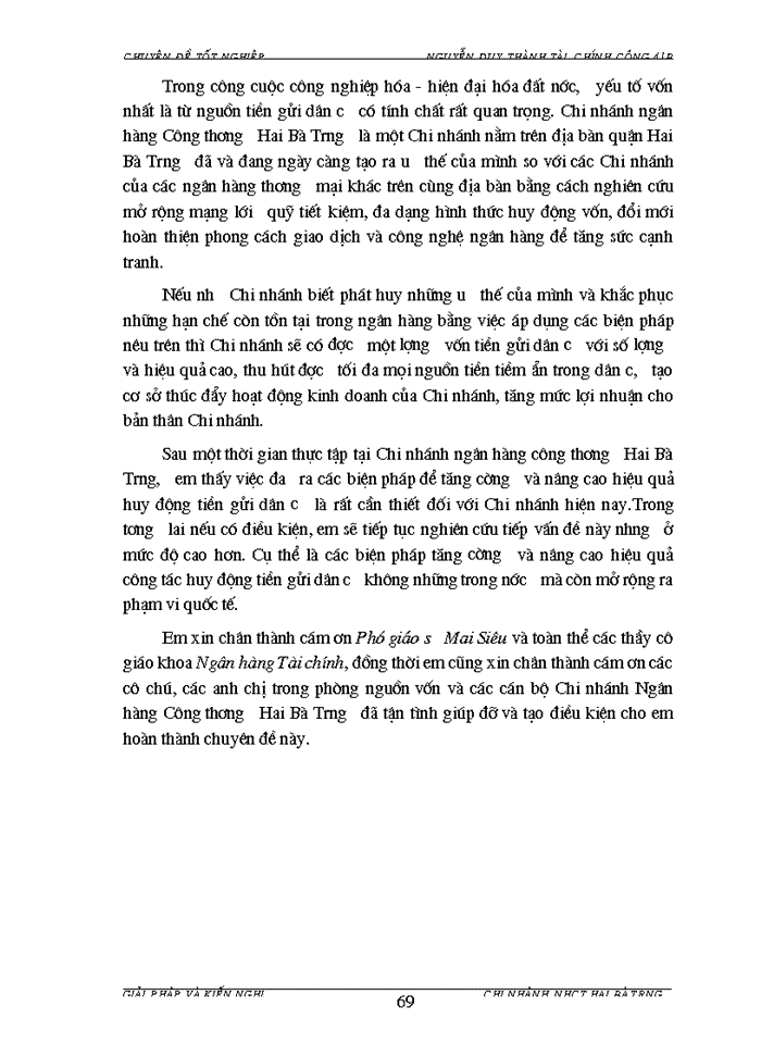 image for page Giải pháp tăng cường và nâng cao hiệu quả công tác huy động tiền gửi dân cư tại Chi nhánh Ngân hàng Công thương Hai Bà Trưng