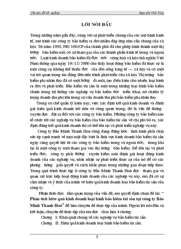 image for page Phân tích hiệu quả Kinh doanhloại hình Bảo hiểm tài sản tại Công ty Bảo Minh Thanh Hoá