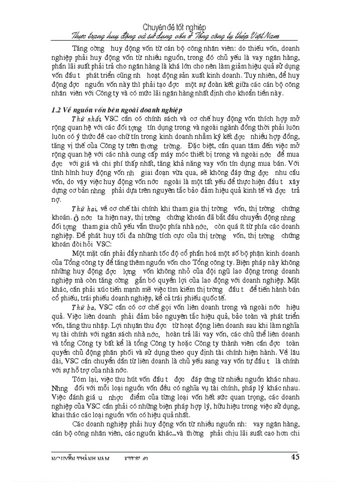 image for page Thực trạng huy động và sử dụng vốn ở Tổng Công ty Thép Việt Nam