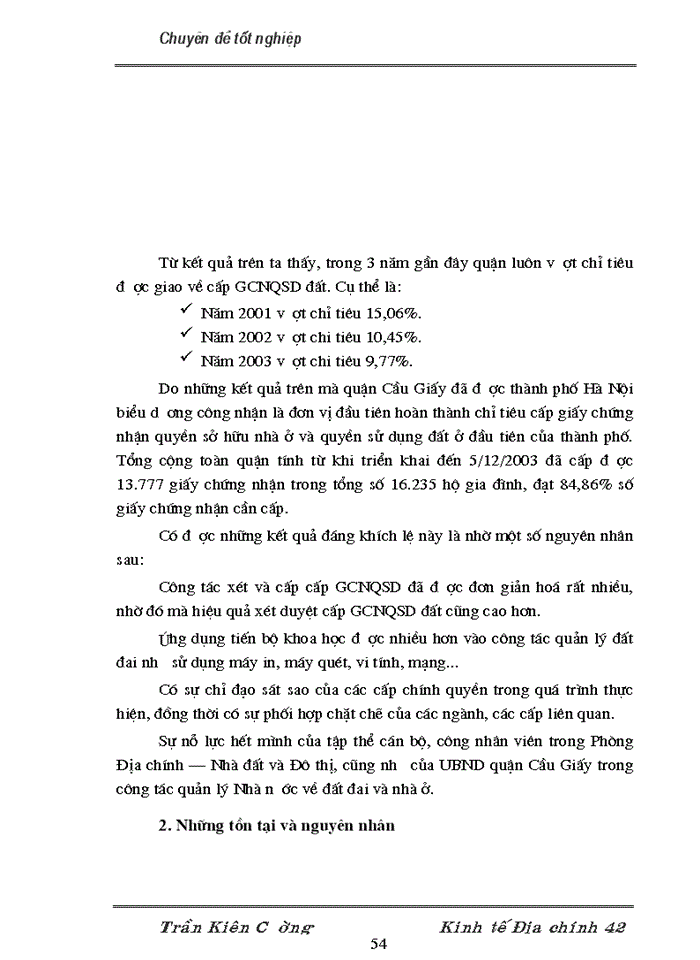 image for page Thực trạng và Giải pháp nhằm thúc đẩy việc cấp giấy chứng nhận quyền sử dụng đất trên địa bàn quận Cầu Giấy thành phố Hà Nội
