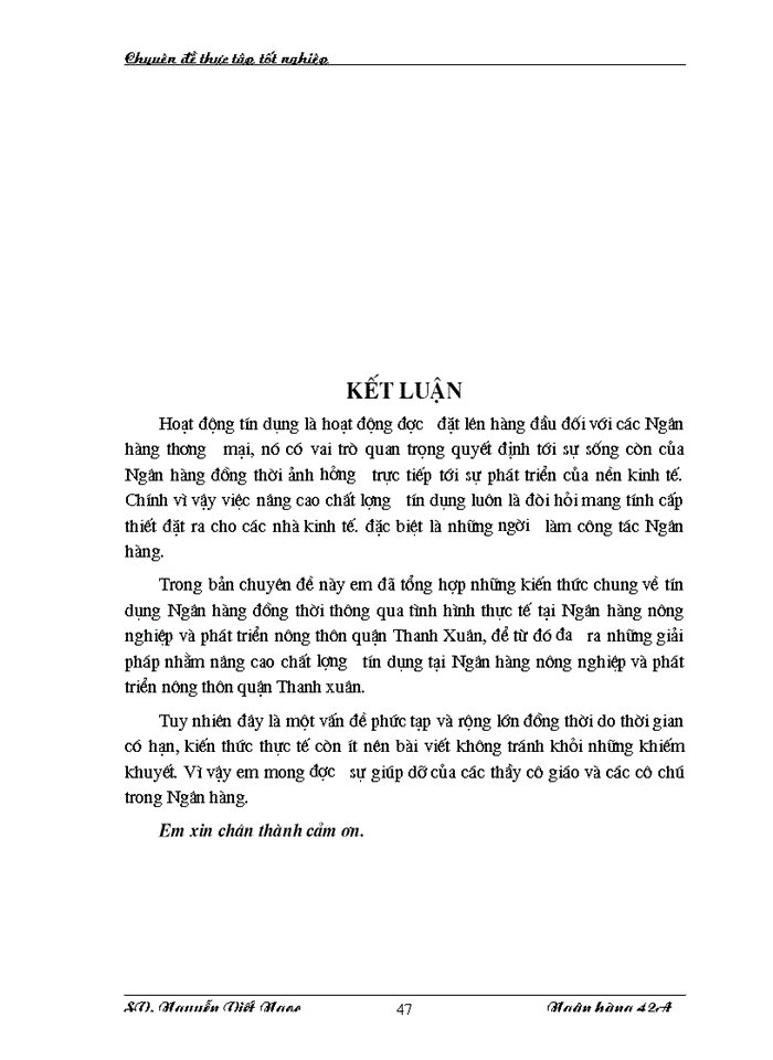 image for page Giải pháp nâng cao chất lượng tín dụng tại Ngân hàng Nông nghiệp và Phát triển Nông thôn quận Thanh Xuân