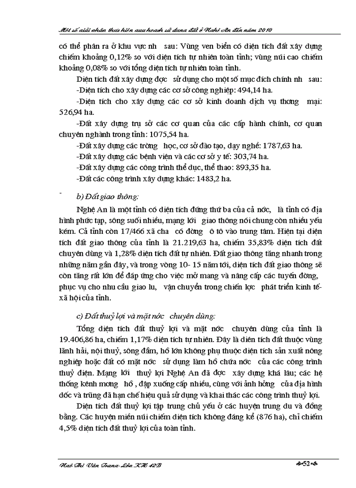 image for page Một số Giải pháp thực hiện quy hoạch sử dụng đất ở Nghệ An đến năm 2010
