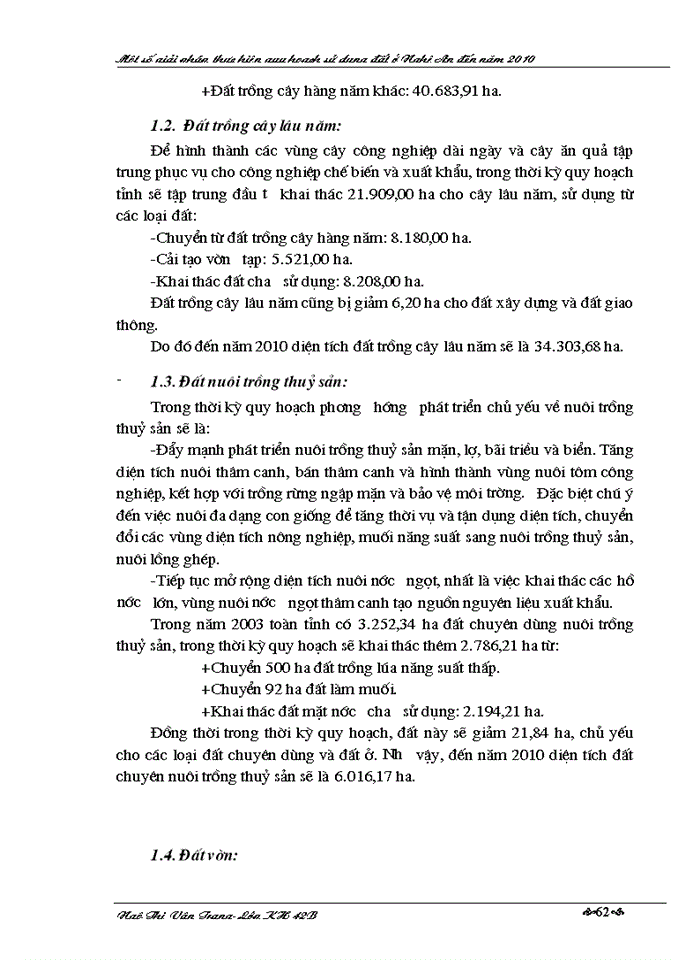 image for page Một số Giải pháp thực hiện quy hoạch sử dụng đất ở Nghệ An đến năm 2010