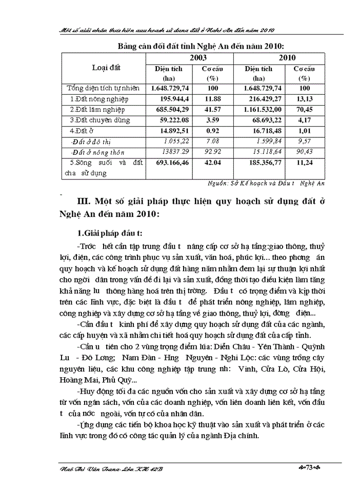 image for page Một số Giải pháp thực hiện quy hoạch sử dụng đất ở Nghệ An đến năm 2010